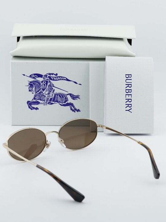 Burberry BE3169 110973 Oval Sunglasses - Gold/Brown main image 6